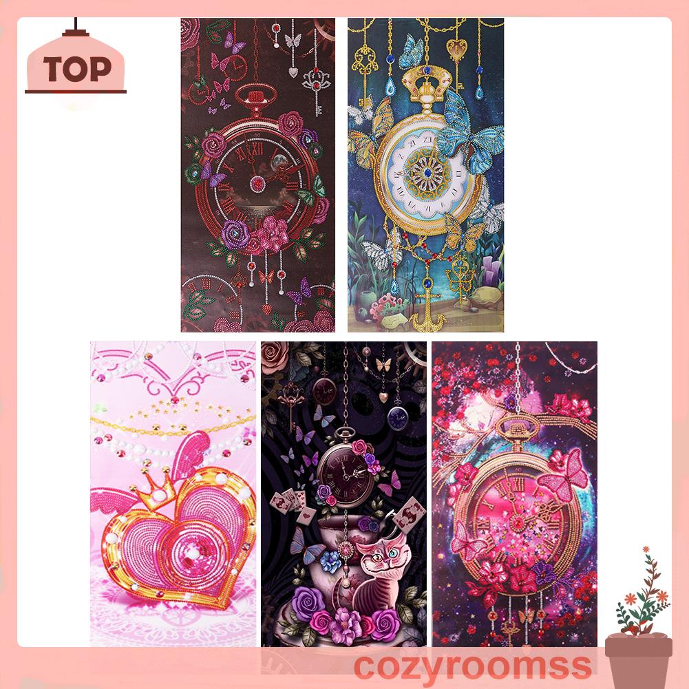 Tranh đính đá hình đồng hồ và hoa 5D nghệ thuật tự làm thủ công