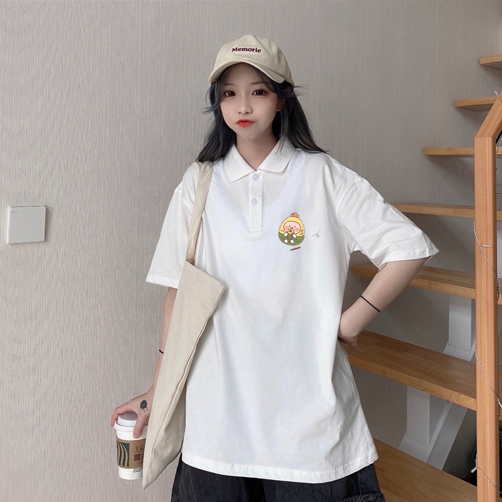 Áo thun polo tay lỡ  PEACH BẮP  phông Unisex nam nữ tee oversize form rộng pull Ulzzang Streetwear Hàn Quốc vải mềm