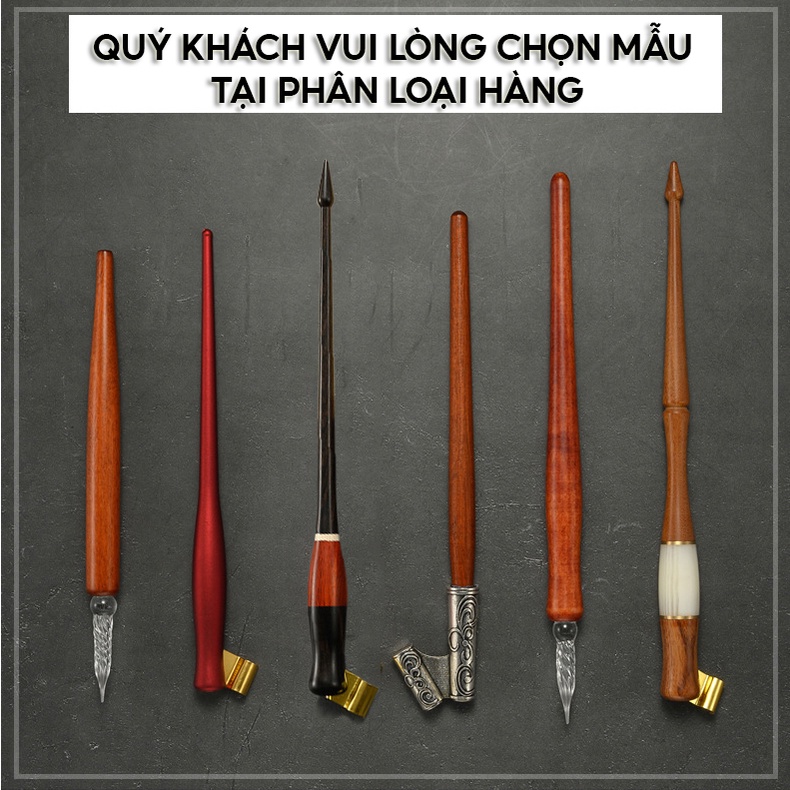 Bút quản gỗ nhiều mẫu dùng cắm ngòi chấm mực để viết chữ đẹp thư pháp Calligraphy