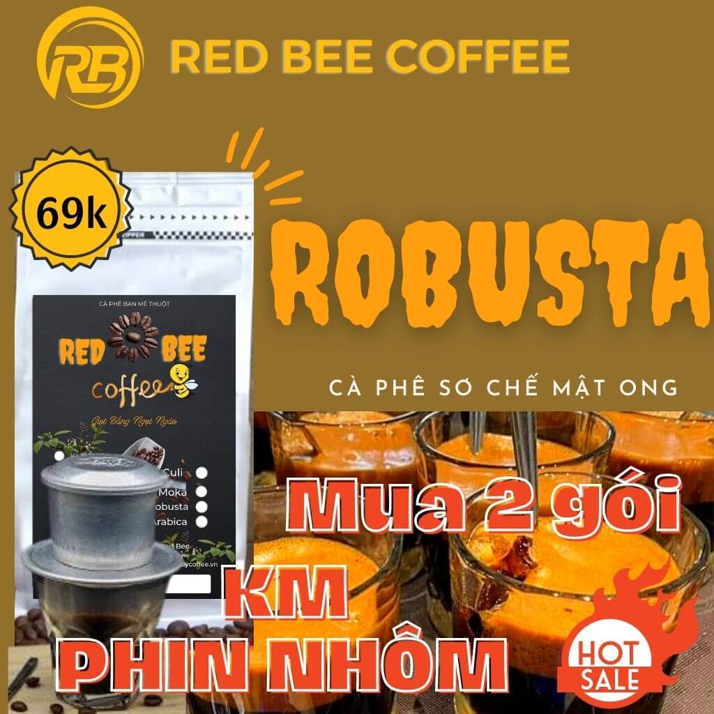 Cafe rang xay nguyên chất 100% robusta honey mua 2 gói tặng 1 phin pha cà phê