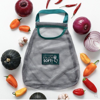 Lưu Trữ Hành Tỏi Tránh Mốc Lưới Đan ENJOY SOFT, Màu Xanh Xám, Hình Tháp 2 ngăn - Túi Treo hành tỏi
