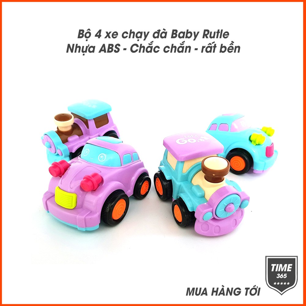 Bộ 4 xe chạy đà Baby Rutle - Xe mô hình nhựa ABS dày dặn chắc chắn