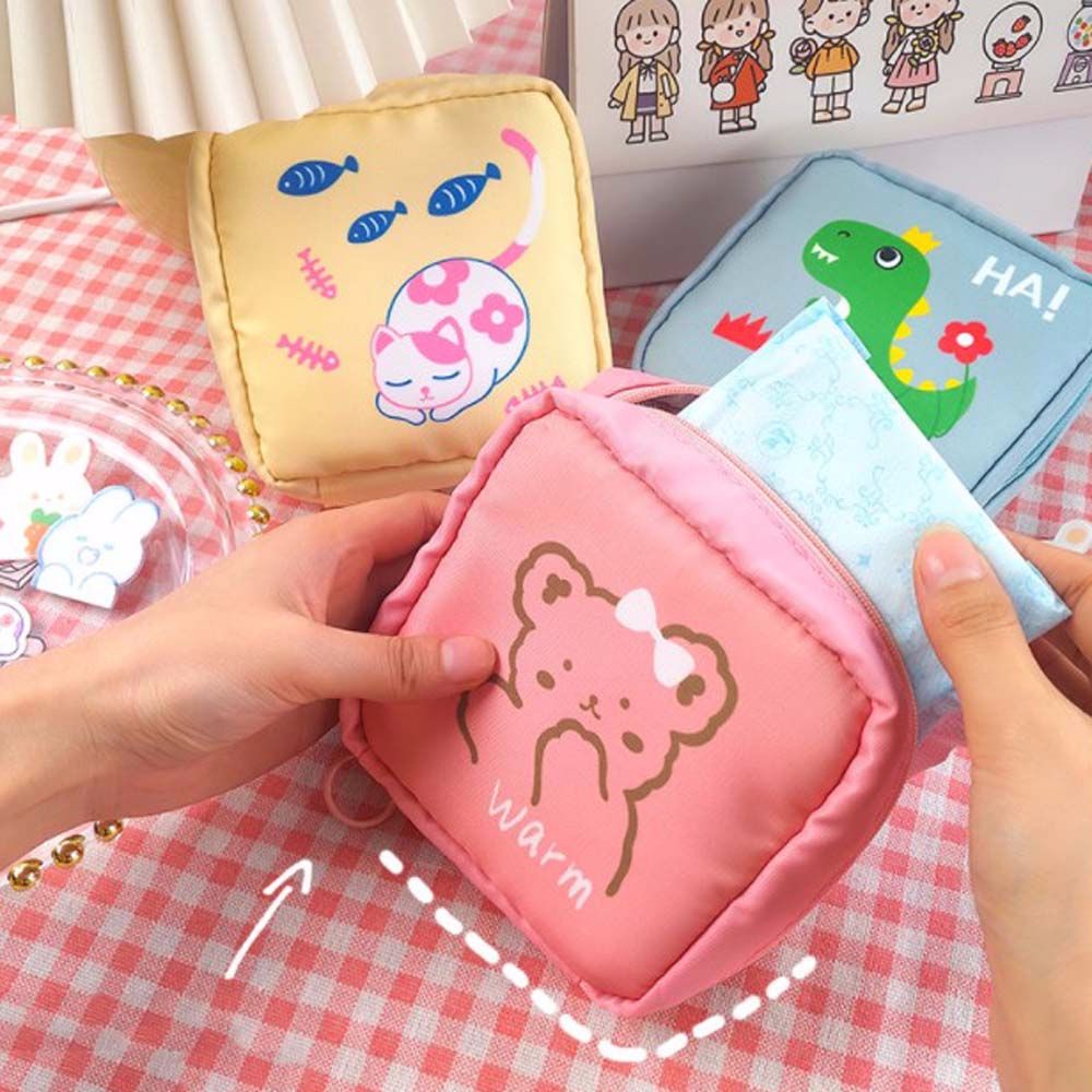 Túi đựng giấy vệ sinh/mỹ phẩm/son môi họa tiết hoạt hình mini nhiều màu sắc dễ thương mang theo khi du lịch
