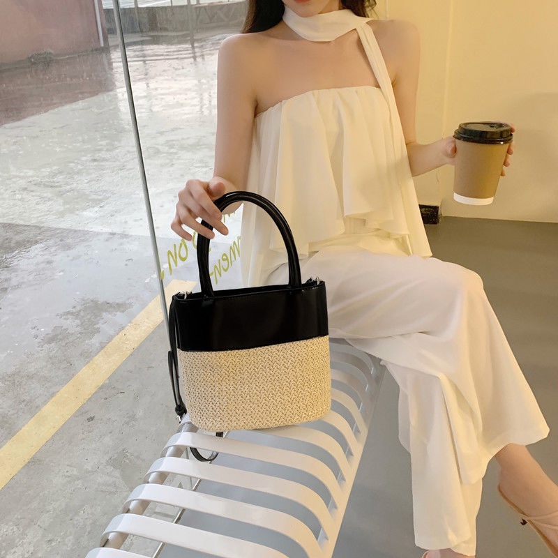 Túi cói YADOU đeo chéo một bên vai phong cách Nhật Hàn thời trang cho nữ