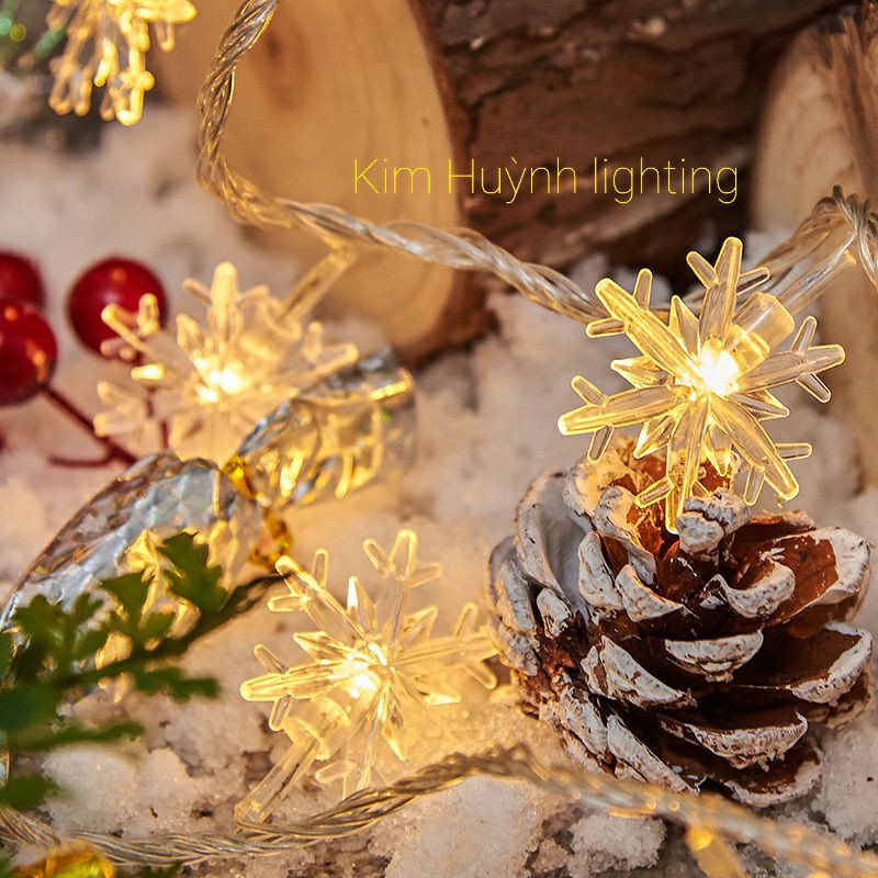 Dây đèn led bông tuyết trang trí giáng sinh, decor nhà cửa