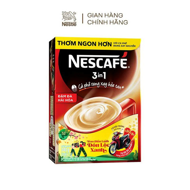[KHUYẾN MÃI THẺ CÀO] NESCAFÉ 3in1 Cà phê rang xay hòa tan Đậm đà hài hòa( 17g x 20 gói)-Phiên bản Tết 2022