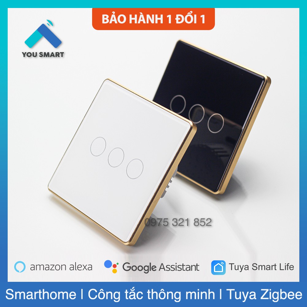 Công Tắc Thông Minh Zigbee VUÔNG Viền Nhôm Cao Cấp 1-2-3-4 Nút (Vuông)