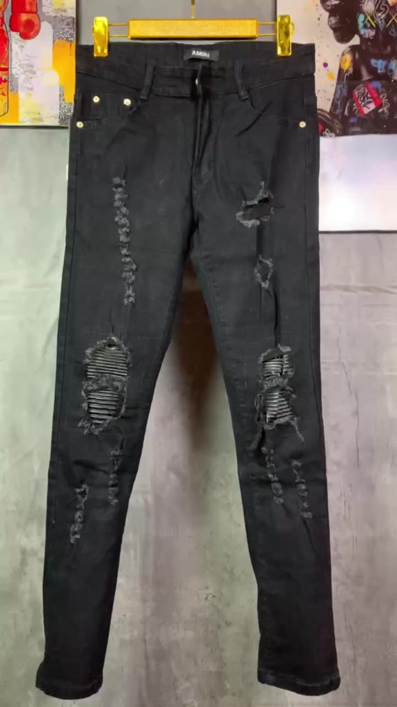 Quần rách gối vá da , quần jean nam rách gối đen | BigBuy360 - bigbuy360.vn