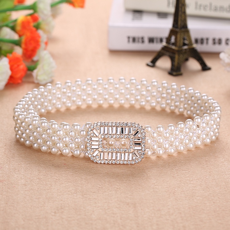 Thắt Lưng Đính Ngọc Trai Co Giãn Sang Trọng Dành Cho Nữ