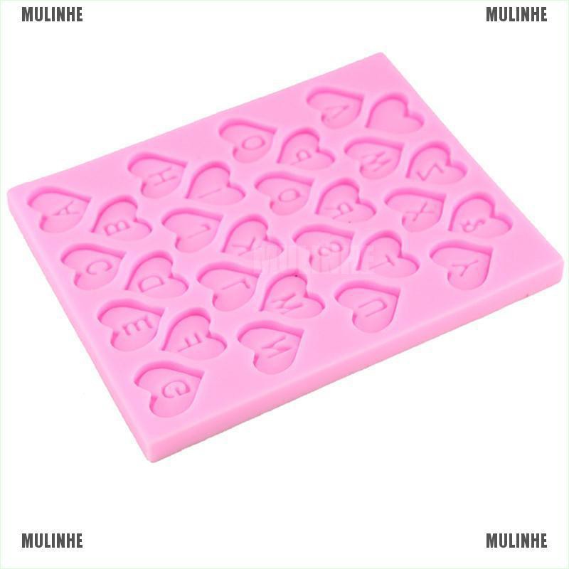 Khuôn Silicone Tạo Hình Chữ Cái / Trái Tim 3D Trang Trí Bánh Kem DIY