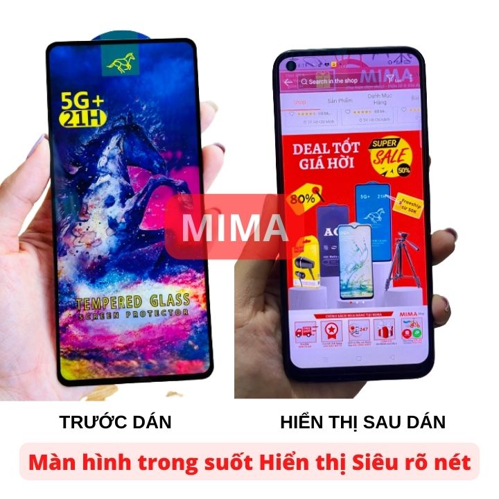 Kính cường lực Samsung A51 Full màn cao cấp OG+ độ cứng 21H siêu mượt hạn chế bám vân tay [MIMA]