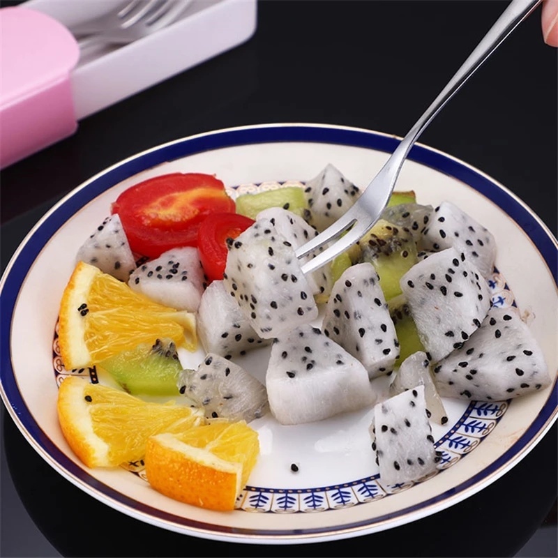 Set 10 Nĩa Ăn Trái Cây 13cm Bằng Thép Không Gỉ