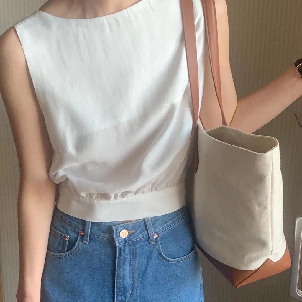 Bán Chạy!Áo Voan Không Tay Chiết Eo Thời Trang Mùa Hè Hàn Quốc 2022 Dành Cho Nữ