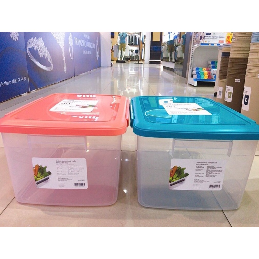 Thùng đựng thực phẩm INOCHI Hokkaido nhựa chữ nhật loại lớn đựng đồ, thực phẩm 10L, 18L, 30L