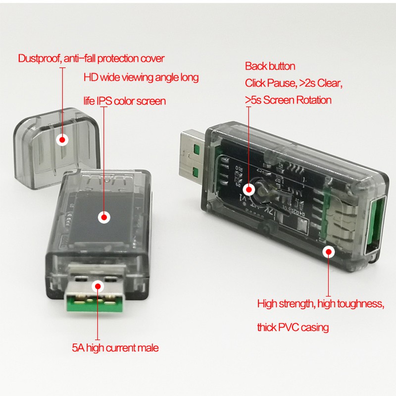 Digital USB Tester Measures Voltage/Current DC 3.7V ~ 30V 0-5A QC 2.0 3.0 FCP AFC DCP