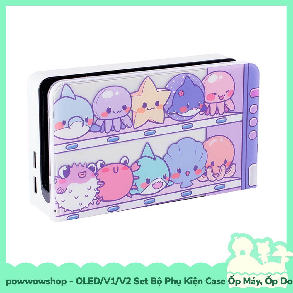 [Sẵn VN - Hỏa Tốc] Oled/V1/V2 Set Bộ Phụ Kiện Case Ốp Máy, Case Ốp Dock Nintendo Switch Mẫu Ocean Creatures