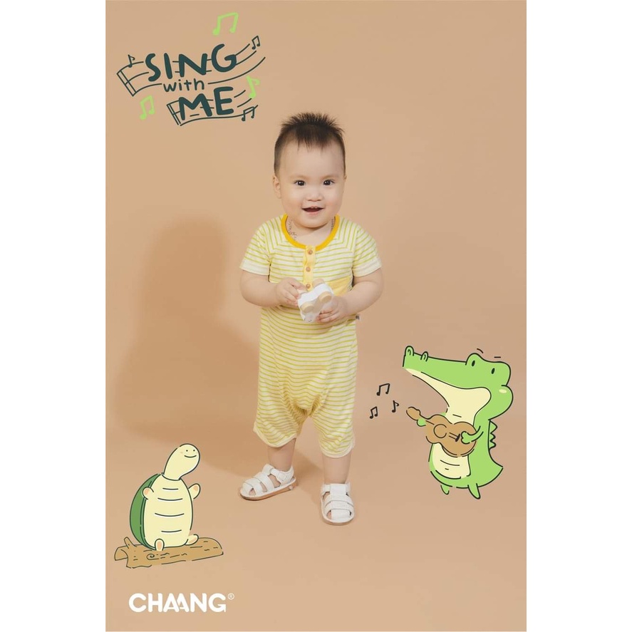 Chaang body cộc tay cotton cho bé trai bé gái Lake bổ trụ, tay bèo trẻ em