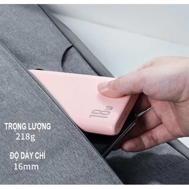 Pin dự phòng BASEUS siêu mỏng chuẩn sạc nhanh 3.0 PD dung lượng 10000mAh -BH 6 THÁNG