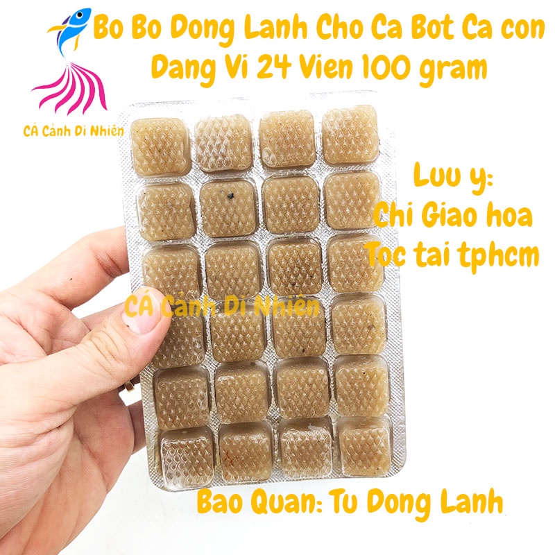 BOBO ĐÔNG LẠNH dạng vỉ 24 viên 100 gram bo bo cho cá bột cá con