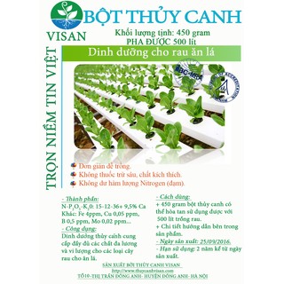 Dinh dưỡng trồng rau thủy canh ăn lá pha 500 lít