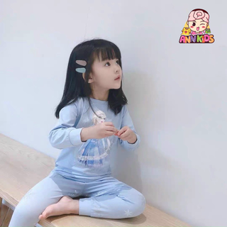 Bộ dài tay thu đông bé gái - Bộ dài tay Elsa xanh chất cotton cao cấp cho bé gái size 90-140 (11-28kg)