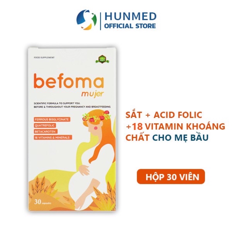 Viên uống vitamin tổng hợp cho bà bầu Befoma hộp 30 viên