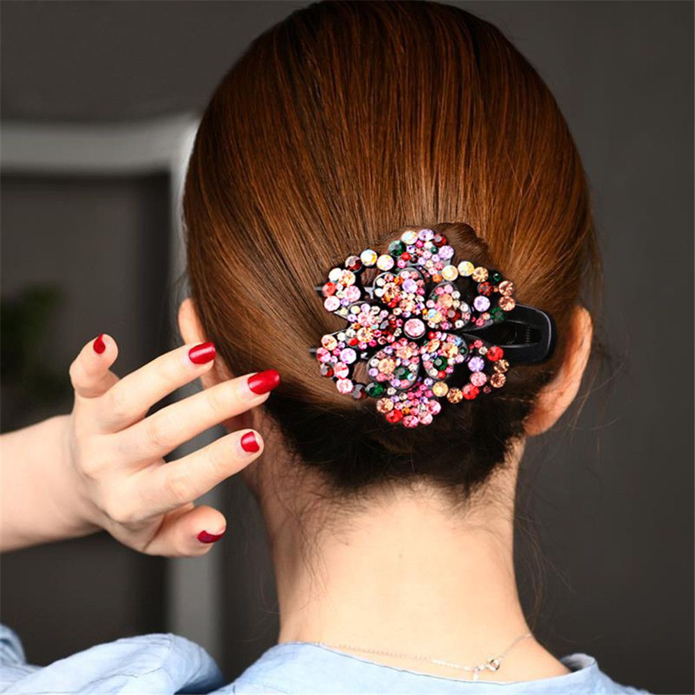 Kẹp tóc họa tiết hoa lấp lánh thời trang cho nữ