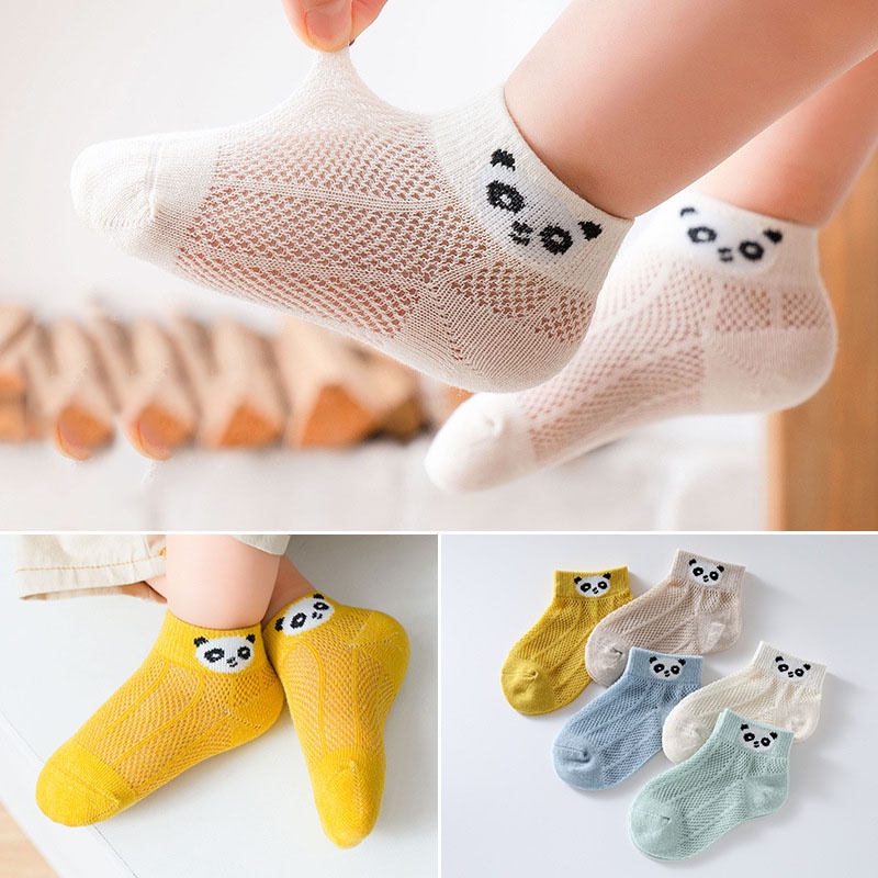 Set 5 Đôi Vớ Cotton Mềm Mại Thoáng Khí In Họa Tiết Hoạt Hình Xinh Xắn Dành Cho Các Bé