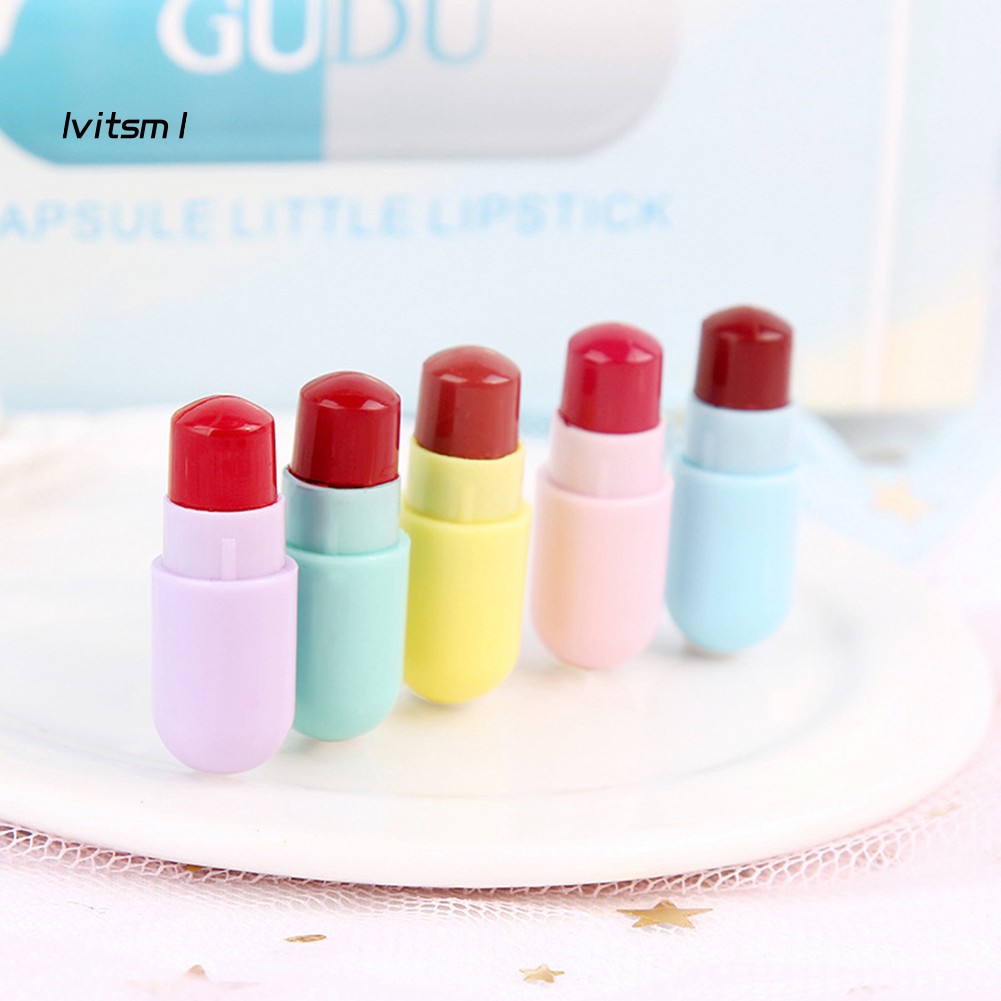 [Hàng mới về] Set 5 son môi kháng nước lâu trôi hình viên thuốc mini dễ thương | BigBuy360 - bigbuy360.vn