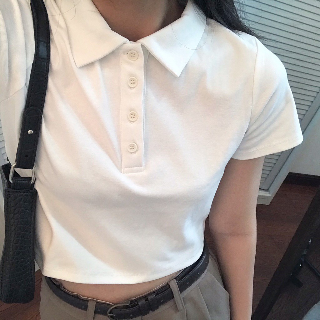 Áo Phông Nữ ⭐ FREESHIP⭐ Áo Thun Croptop Thun Co Dãn  - Áo Polo Nữ Ôm Body Siêu Xesy 777