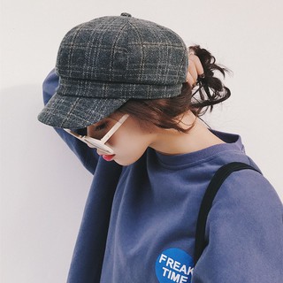 Mũ nồi thời trang dạ beret kẻ caro mtt2
