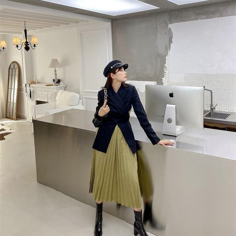 Giày bốt da bóng gót cao dày dặn mũi vuông thời trang cho nữ