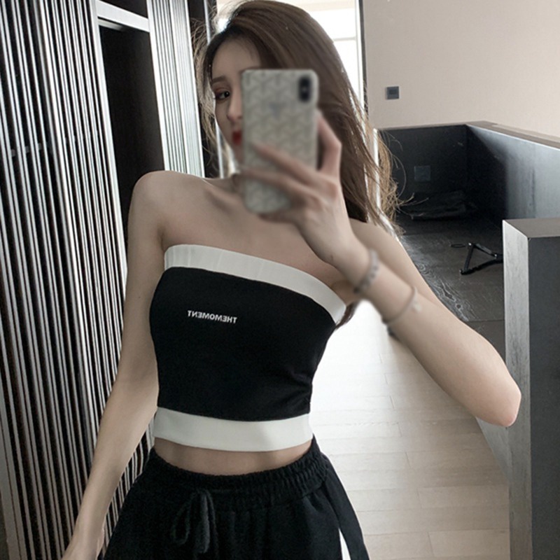 Áo Croptop Sát Nách Dáng Ôm In Chữ Thời Trang Cho Nữ