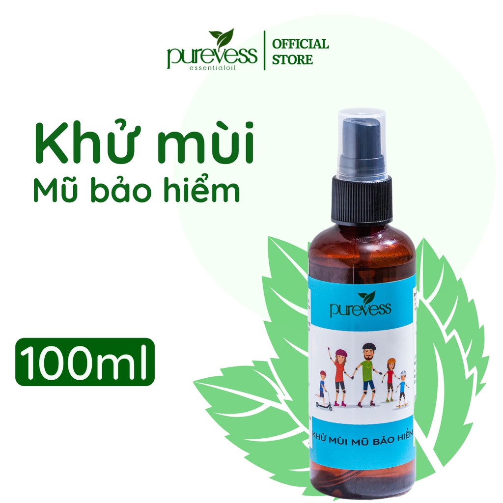 Xịt khử mùi nón bảo hiểm PUREVESS 100% thiên nhiên giúp mũ bảo hiểm thơm mát, an toàn cho sức khỏe