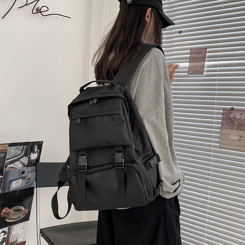 Balo Ulzzang Basic Vải Canvas Chống Nước, Balo Unisex Đi Học Nam, Nữ
