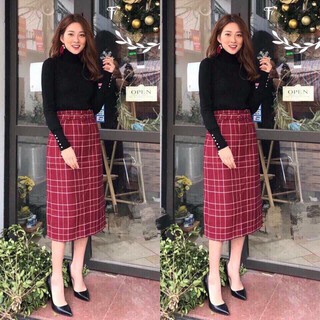 Chân váy dạ kẻ vnxk