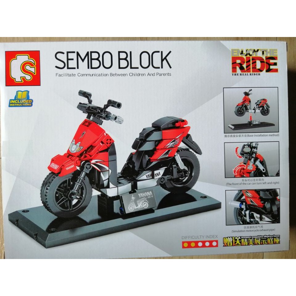 (có sẵn) bộ đồ chơi Technic Sembo Motorcycle Xe Mô Tô Yamahaa Vespa Scramber Harley