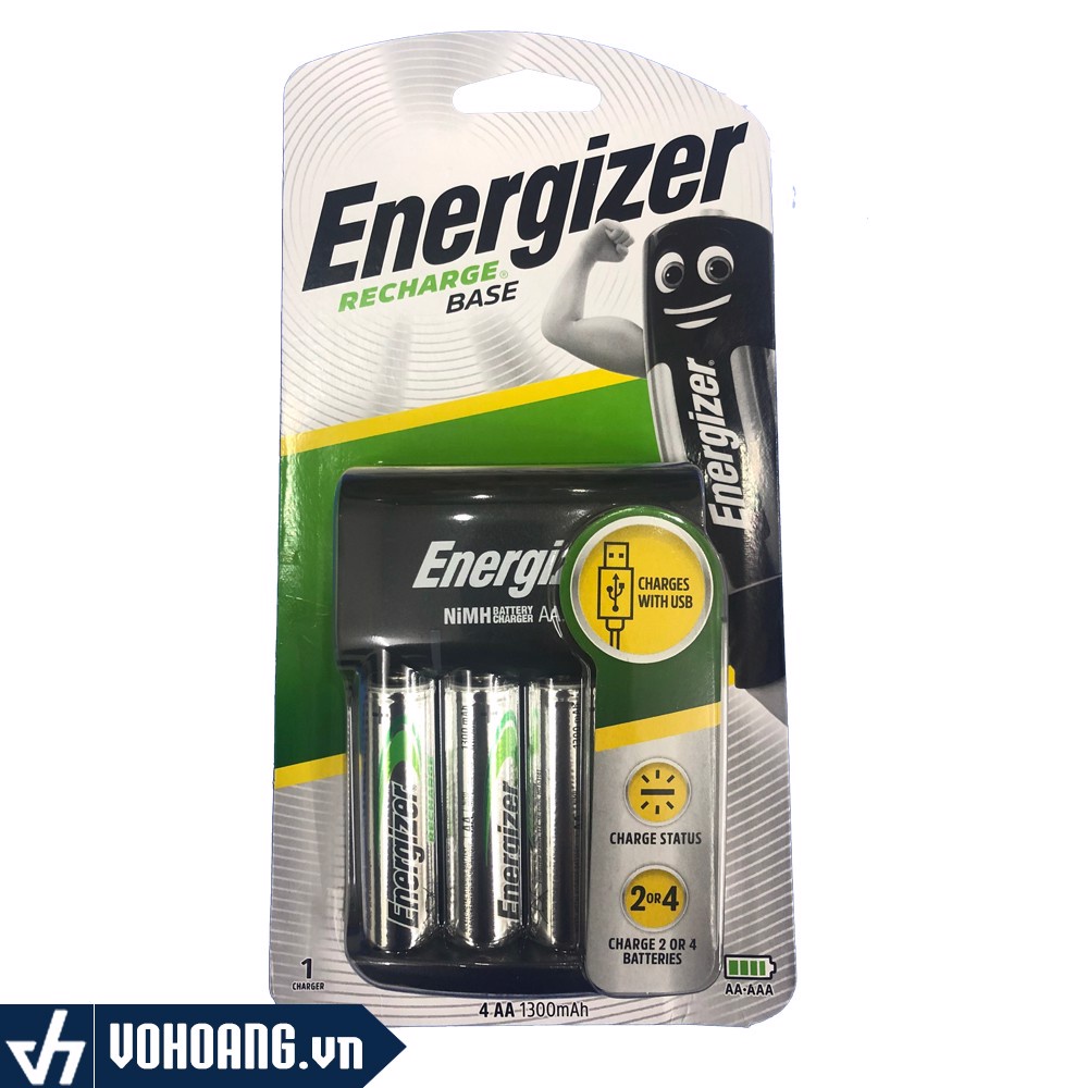 Bộ máy Sạc Pin AA- AAA kèm 4 viên pin sạc AA 1300 mAh ENERGIZER CHVC5