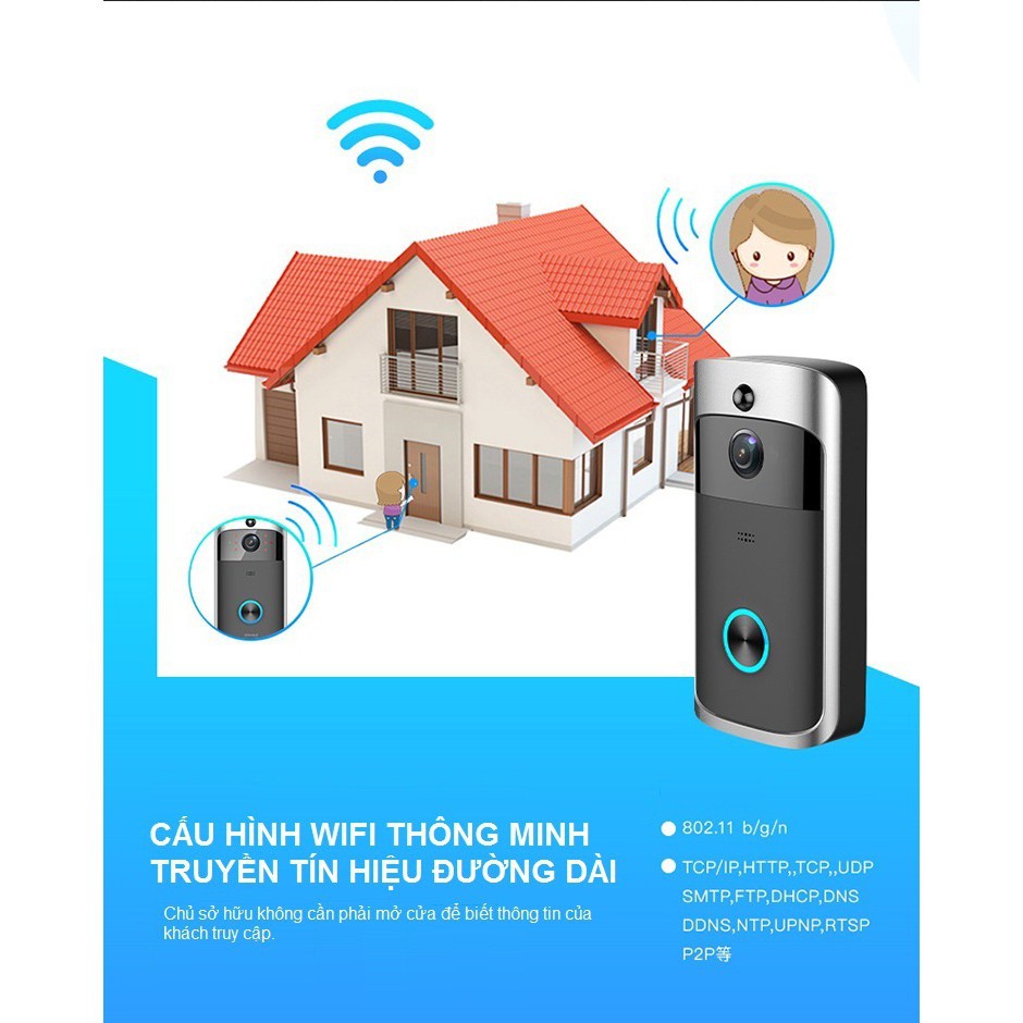 Chuông Cửa Thông Minh Không Dây WIFi , Doorbell 720P - Cao Cấp