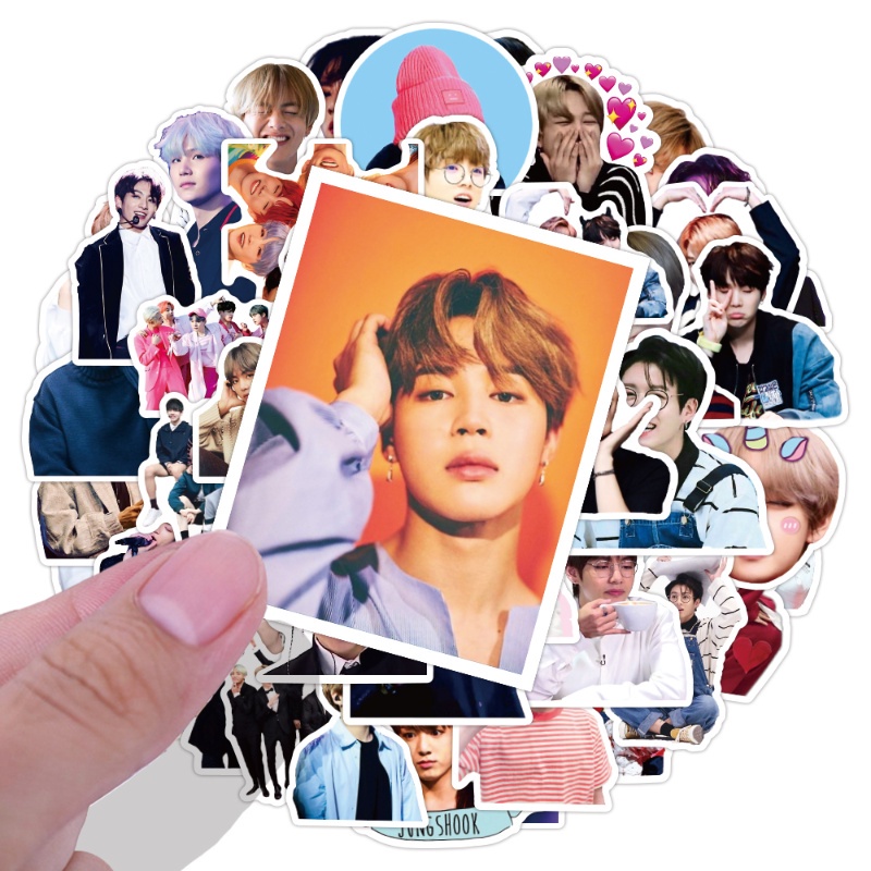 Set 50 Miếng Dán BTS Chống Nước Trang Trí Chai Nước / Laptop / Tạp Chí Ốp
