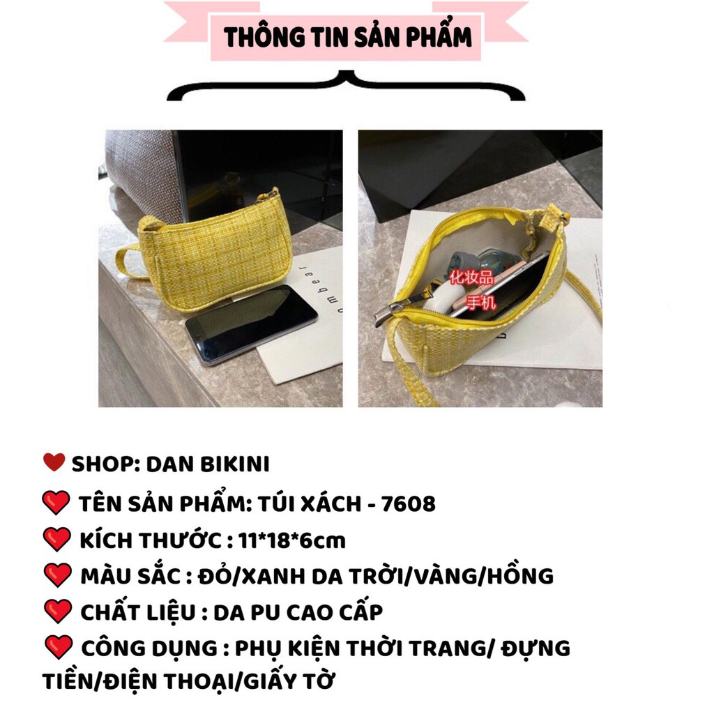 Túi Xách Nữ ❤️FREESHIP❤️ Túi Xách Mini Da Pu cao cấp phối kẻ điệu đà thời trang cao cấp mã 7608