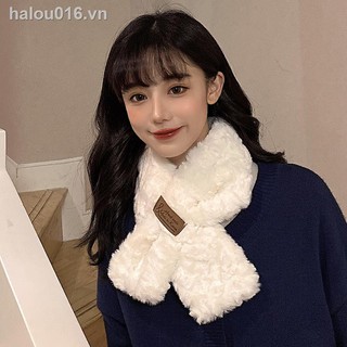 Khăn Quàng Cổ Bằng Lông Cừu Dày Màu Trắng Thời Trang Mùa Đông 2021