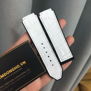 TẶNG TOVIT THAY DÂY Dây đồng hồ HUB nam cao su lót da trắng size 19 25 22 case 42 ảnh thật 100%