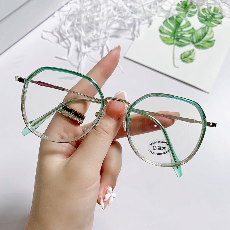 Kính chống bức xạ thời trang của phụ nữ chống ánh sáng xanh khung kim loại kính máy tính điện thoại