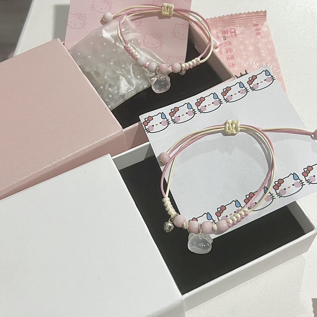 Vòng Tay Dây Bện Họa Tiết Hello Kitty Dễ Thương 08.13