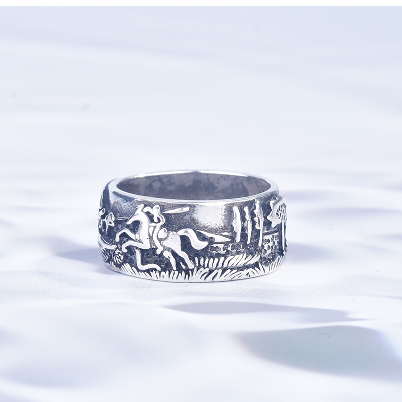 Fashion New Sculpture Series Dragon and St. George's Battle Hunting Ring for Men and Women