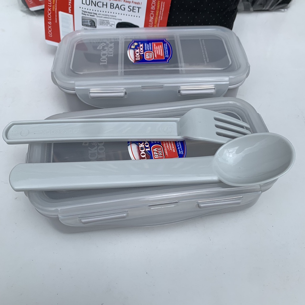 Bộ hộp cơm giữ nhiệt Lock&Lock HPL752DB, hộp cơm 3 tầng
