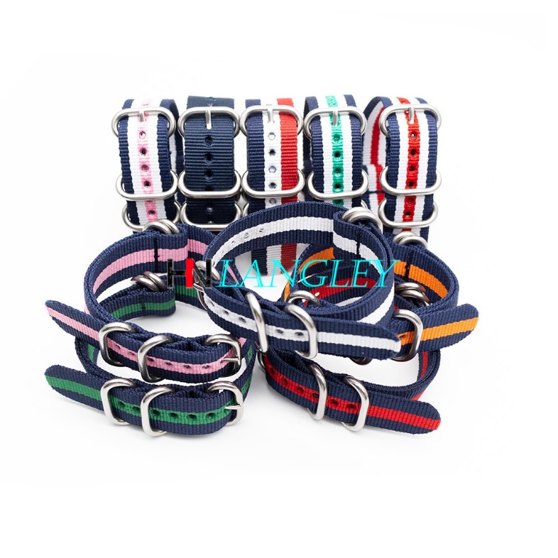 Dây Đồng Hồ Thay Thế 18mm 24mm Zulu NATO Bằng Vải Canvas Dày Dặn Có Khóa Vòng Inox Cho Nam