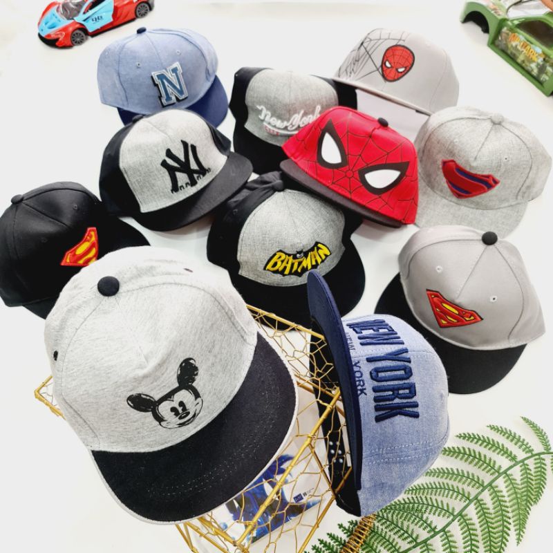 Mũ lưỡi trai cho bé trai 2 đến 6 tuổi, nón hiphop Snapback trẻ em cá tính  - Nấc cài nhựa