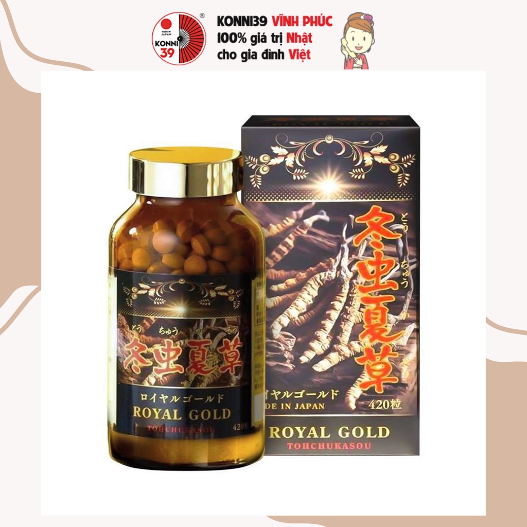 Viên Uống Đông Trùng Hạ Thảo Tohchukasou Royal Gold Nhật Bản Tăng Đề Kháng Bồi Bổ Sức Khỏe Hộp 420 Viên